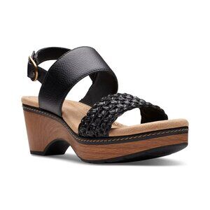 Clarks Womens Seannah Step Woven Strap Clog Sandals Black 11 MSRP $99